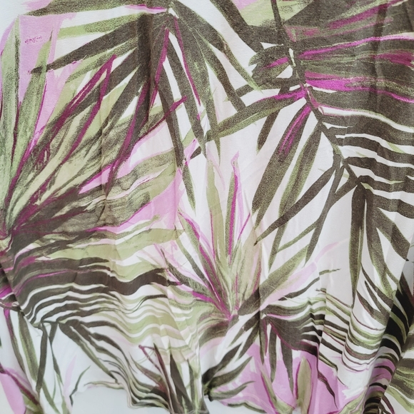 Plant Print Dress Green White and Pink - Picture 5 of 13